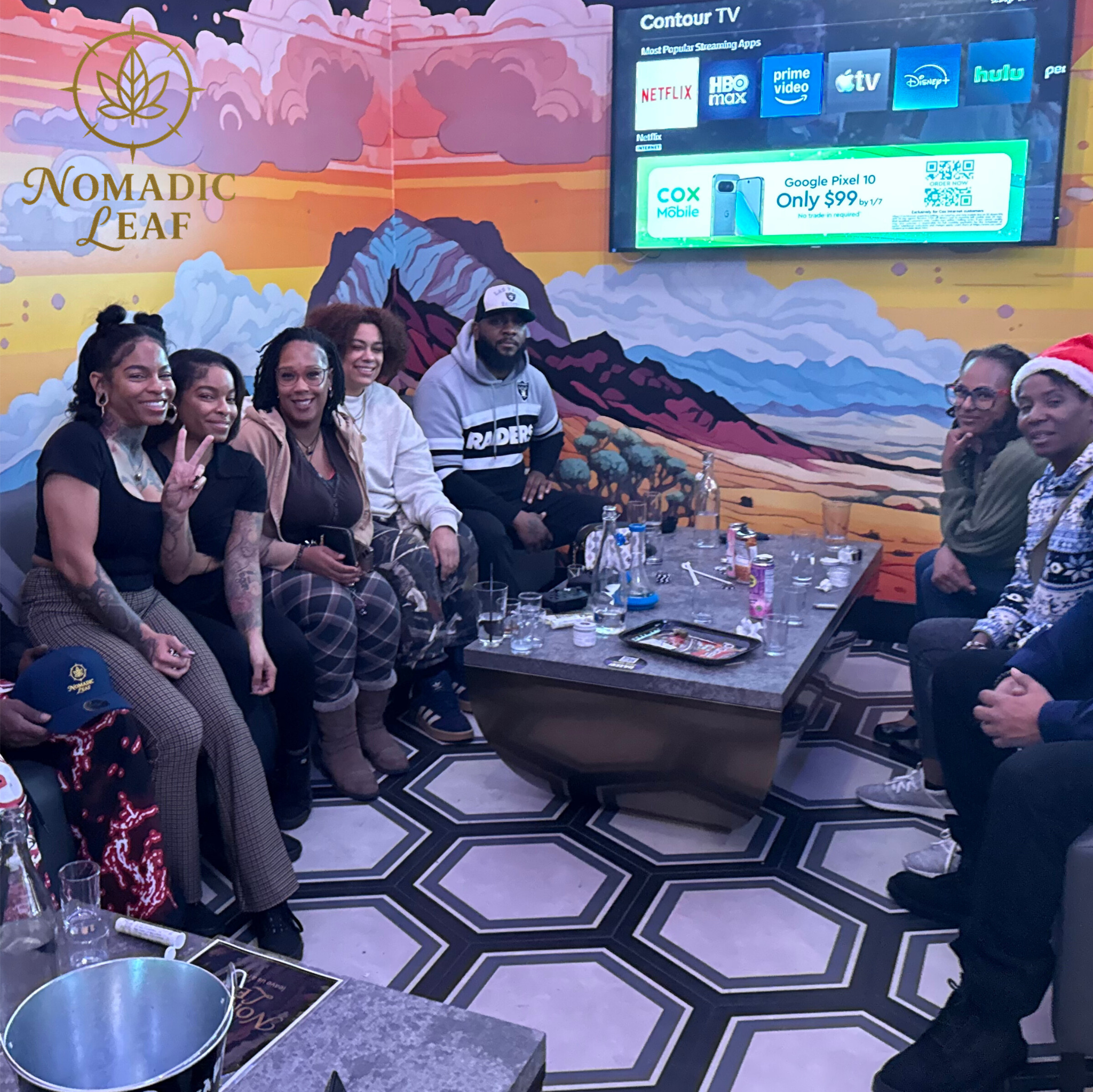 Nomadic Leaf guests in a group photo during a smoke session and networking night in Las Vegas